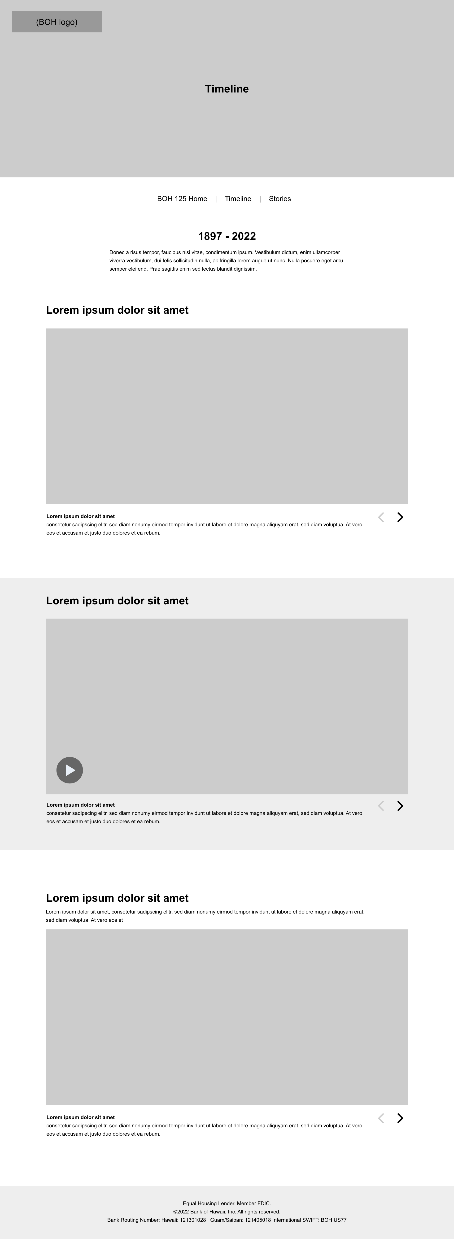 timeline page wireframes