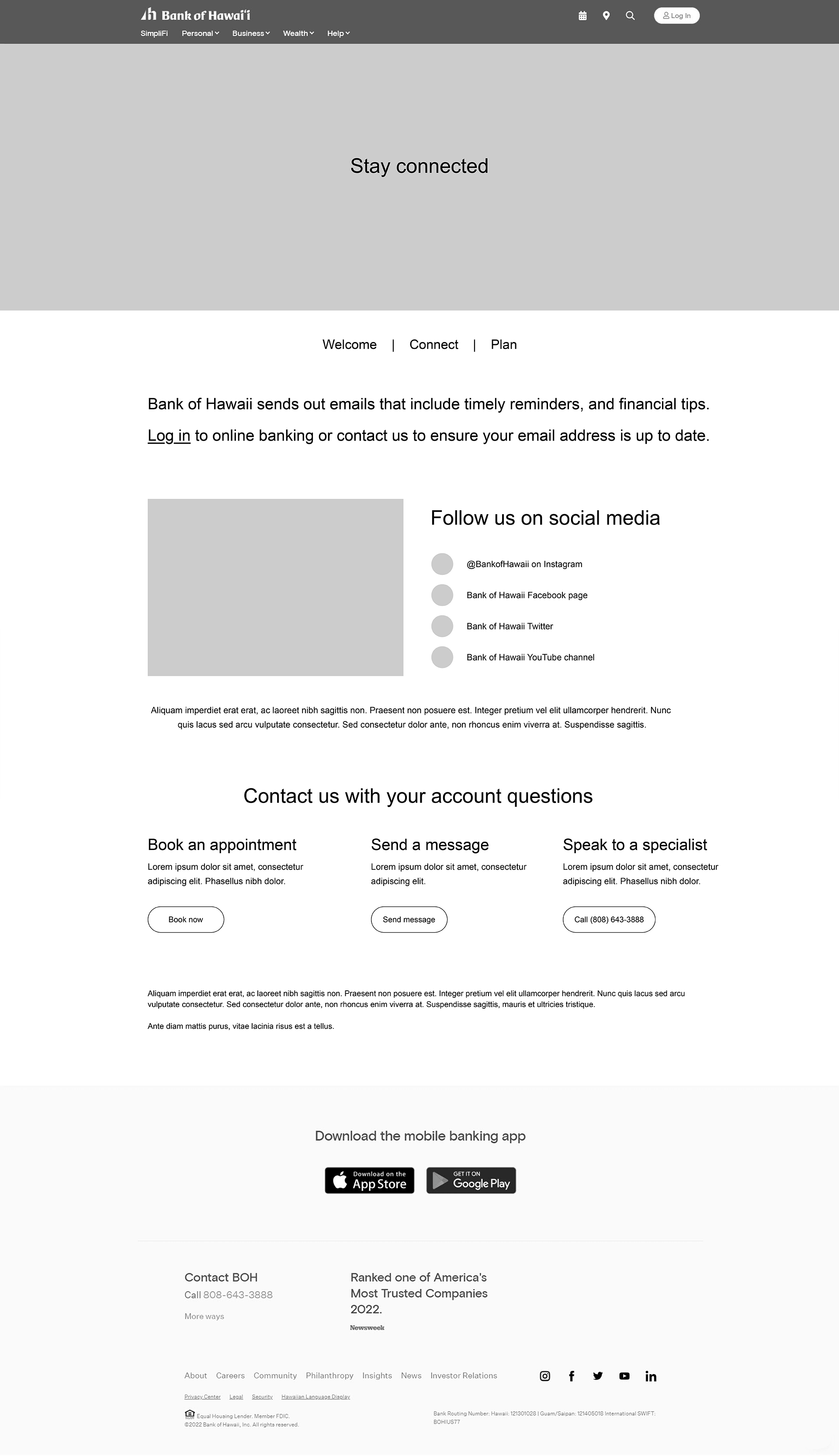 connect page wireframes
