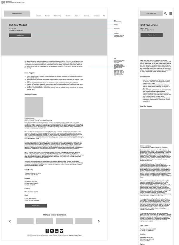 event details wireframe