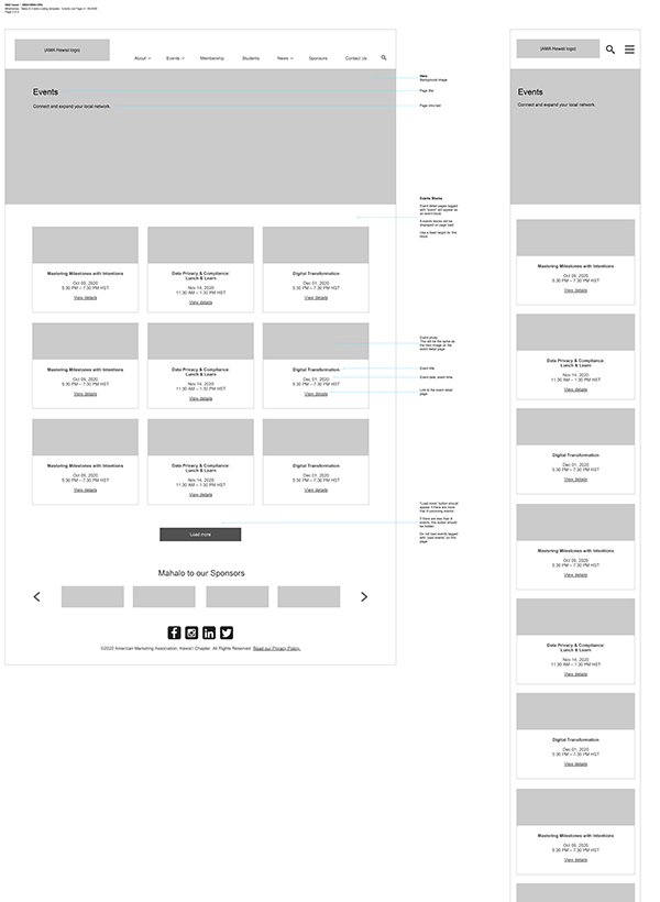 event list wireframe