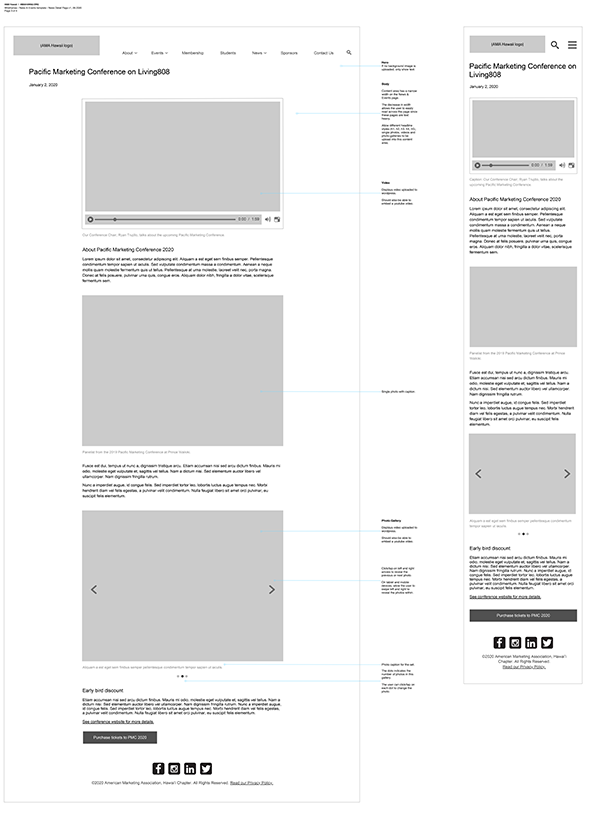 event recap wireframe