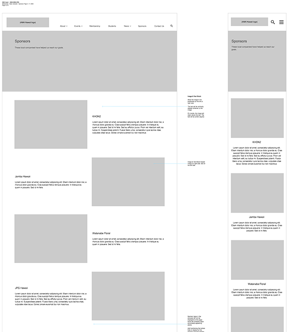 sponsors list wireframe