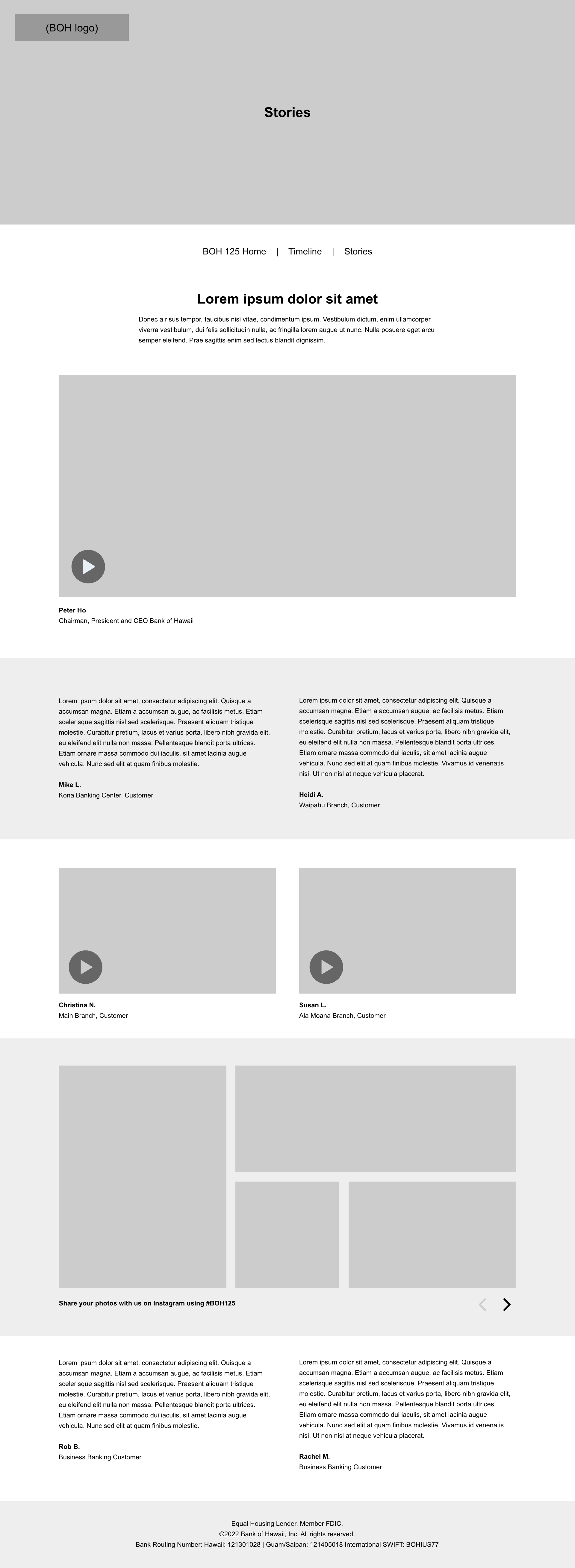 stories page wireframes